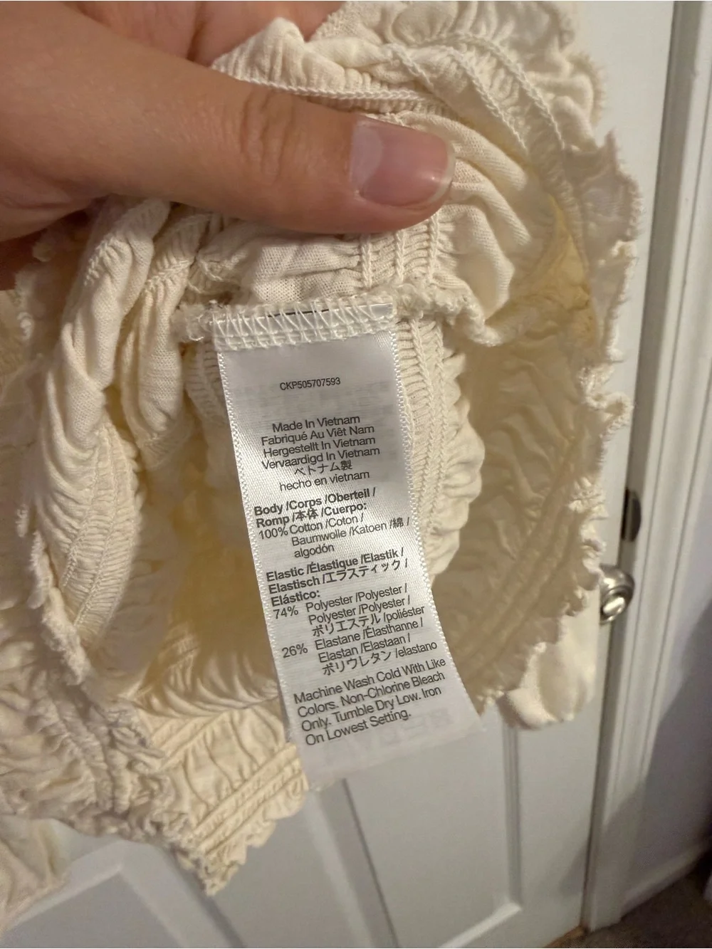 Madewell Ivory Smocked Long-Sleeve Top - Size Medium